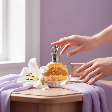 Assemble K - Play .Try .Glow Marina De Bourbon Royal Marina Diamond perfume bottle with a lily and jewelry box