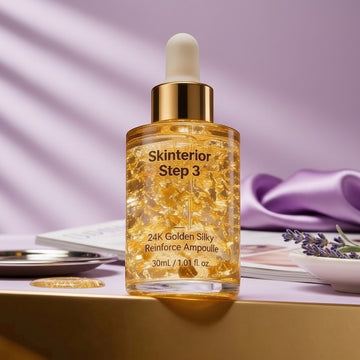 Assemble K - Play .Try .Glow Skinterior Step 3 24K Golden Silky Reinforce Ampoule with gold flakes, 30ml.
