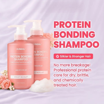 Assemble K - Play .Try .Glow KUNDAL Protein Bonding Shampoo in Violet Muguet scent, 500ml bottle. For damaged hair.
