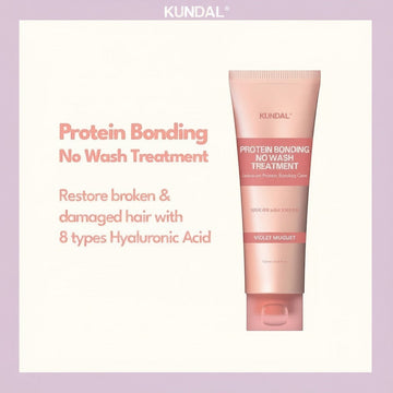 Assemble K - Play .Try .Glow KUNDAL Protein Bonding No Wash Treatment in Violet Muguet, a leave-in hair treatment for damaged hair.