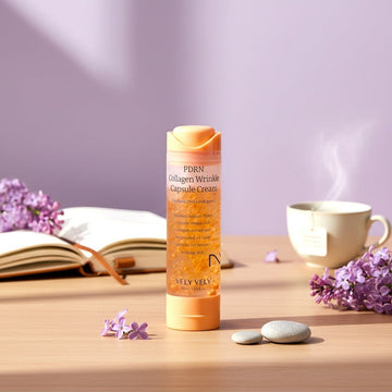 Assemble K - Play .Try .Glow VELY VELY PDRN Collagen Wrinkle Capsule Cream with salmon DNA and collagen capsules for firm, radiant skin.