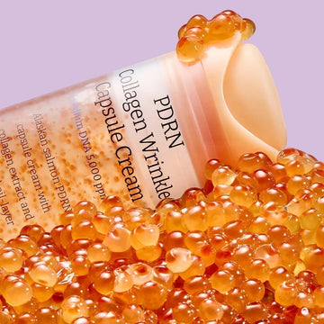 Assemble K - Play .Try .Glow VELY VELY PDRN Collagen Wrinkle Capsule Cream with salmon DNA and collagen capsules for firm, radiant skin.