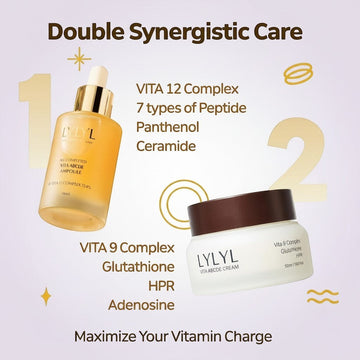 Assemble K - Play .Try .Glow LYLYL Vita ABCDE Cream with VITA 9 Complex, Glutathione, HPR, and Adenosine for skin elasticity and pore improvement.
