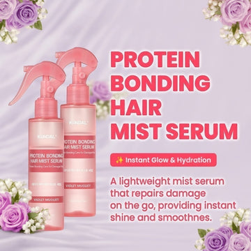 Assemble K - Play .Try .Glow Kundal Protein Bonding Hair Mist Serum in Violet Muguet scent, 150 ml, for shiny, moisturized hair.