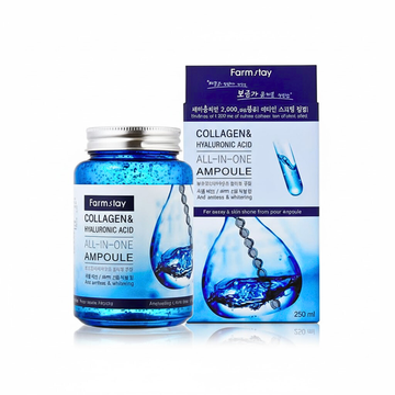 FARM STAY Collagen & Hyaluronic Acid All-In-One Ampoule 250ml - Hydrate & Glow