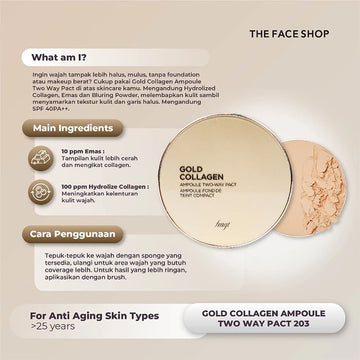 THE FACE SHOP Gold Collagen Ampoule Two-Way Pact 201