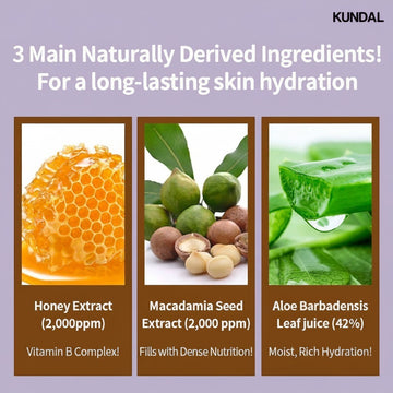 KUNDAL Cherry Blossom body wash with honey, macadamia seed, and aloe vera extracts for long-lasting skin hydration.