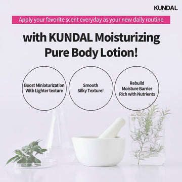 KUNDAL Honey & Macadamia Moisturizing Pure Body Lotion, 500ml, lightweight, non-sticky, anti-aging, brightening, made in Korea.