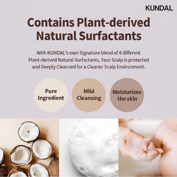 KUNDAL Honey & Macadamia Shampoo White Musk 500ml with plant-derived natural surfactants for mild cleansing.