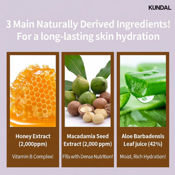 KUNDAL White Musk body wash with honey, macadamia, and aloe vera for long-lasting skin hydration.